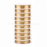 Round Copper Jewelry Wire, Long-Lasting Plated, Light Gold, 28 Gauge, 0.3mm, about 51.18 Feet(15.6m)/roll(CWIR-Q006-0.3mm-KC)