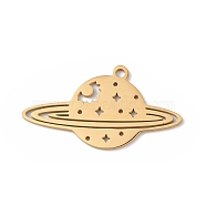 304 Stainless Steel Pendants, Planet Charm, Golden, 17x31x1mm, Hole: 1.6mm(STAS-K250-04G)