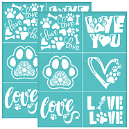 Self-Adhesive Silk Screen Printing Stencil, for Painting on Wood, DIY Decoration T-Shirt Fabric, Turquoise, Mixed Shapes, 280x220mm(DIY-WH0338-203)