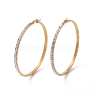 304 Stainless Steel Hoop Earrings, with Polymer Clay and Rhinestone, Ring, Golden, Crystal, 70x69x3.5mm(EJEW-N0031-11G-01G)