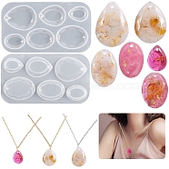 DIY Teardrop Pendant Silicone Molds, Resin Casting Molds, for UV Resin, Epoxy Resin Jewelry Making, White, 118x65x7mm, Hole: 2mm, Inner Diameter: 18~28.5x24~40mm(DIY-G079-02)