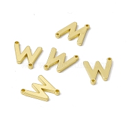 Rack Plating Brass Connector Charms, Real 18K Gold Plated, Long-Lasting Plated, Cadmium Free & Nickel Free & Lead Free, Letter Links, Letter.W, 14x12.5x1.5mm, Hole: 1mm(KK-C007-38G-W)