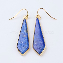 Natural Lapis Lazuli Dangle Earrings, with Brass Findings, Golden, Kite, 57~60mm, Pin: 0.7mm(X-EJEW-P145-03B)