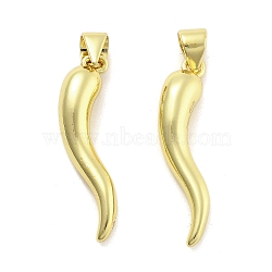 Brass Pendants, Horn of Plenty, Real 18K Gold Plated, 25x10.5x4.5mm, Hole: 4.5x3.5mm(KK-U060-17G)