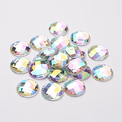 Imitation Taiwan Acrylic Rhinestone Flat Back Cabochons, Faceted, Half Round/Dome, Mixed Color, 18x5mm, 200pcs/bag(GACR-D002-18mm-17)