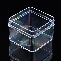 Polystyrene Plastic Bead Storage Containers, Square, Clear, 7x7x5cm(CON-N011-038)