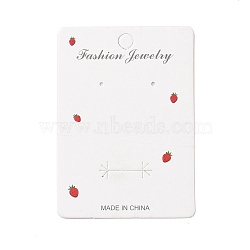 Rectangle Strawberry Earring Display Cards, White, 8x5.7x0.04cm, Hole: 2mm(CDIS-P007-K01)