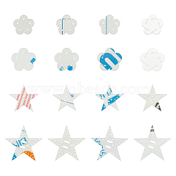 CHGCRAFT Acrylic Handwork Template, Star with Flower, Clear, 16pcs/box(DIY-CA0001-48)