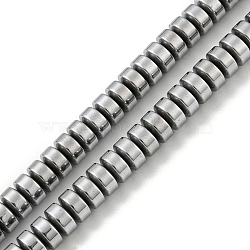 Electroplated Synthetic Non-magnetic Hematite Beads Strands, Flat Round/Disc, Heishi Beads, Platinum Plated, 5.2~5.4x3~3.2mm, Hole: 0.7mm, about 132pcs/strand, 16.14''(41cm)(G-Z032-C02-03P)