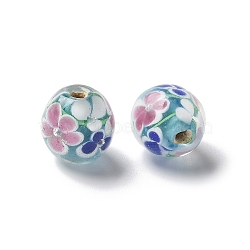 Handmade Lampwork Beads, Round, Pale Violet Red, 12~13.5mm, Hole: 1.4~2.5mm(LAMP-P068-09D)