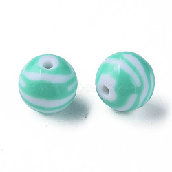 Opaque Striped Acrylic Beads, Round, Green, 19mm, Hole: 3mm, about 112pcs/500g(MACR-S373-27B-07)