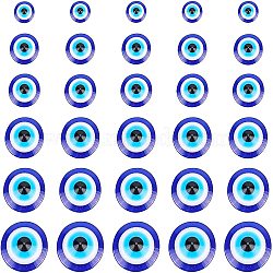 Resin Evil Eye Cabochons, Half Round/Dome, Blue, 8~18x3.5~5.5mm, 300pcs/box(CRES-NB0001-15)