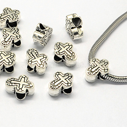 Alloy European Beads, Large Hole Beads, Cross, Antique Silver, 14.5x11x6.5mm, Hole: 5mm(X-PALLOY-S079-064AS)