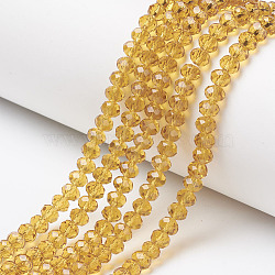 Glass Beads Strands, Faceted, Rondelle, Goldenrod, 6x5mm, Hole: 1mm, about 85~88pcs/strand, 16.1~16.5 inch(41~42cm)(X-EGLA-A034-T6mm-D04)