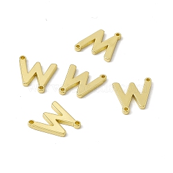 Rack Plating Brass Letter Connector Charms, for Personalized Name Necklace Making, Real 18K Gold Plated, Long-Lasting Plated, Cadmium Free & Nickel Free & Lead Free, Letter.W, 14x12.5x1.5mm, Hole: 1mm(KK-C007-38G-W)