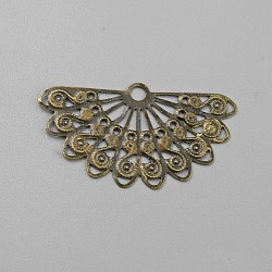 Tibetan Style Brass Chandelier Components Links, Antique Bronze, Fan, 21x38x0.4mm, Hole: 2.8mm & 1.2mm(KK-WH0082-08A-AB)