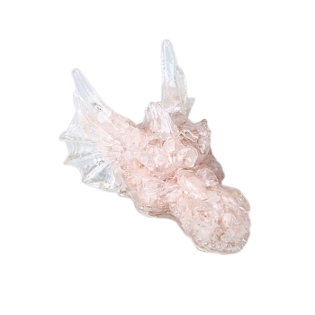 Dragon Resin with Natural Rose Quartz Chips Inside Display Decorations, Figurine Home Decoration, 60x90x40mm