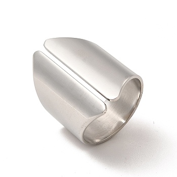 304 Stainless Steel Wide Open Cuff Ring for Men Women, Stainless Steel Color, Inner Diameter: 19mm