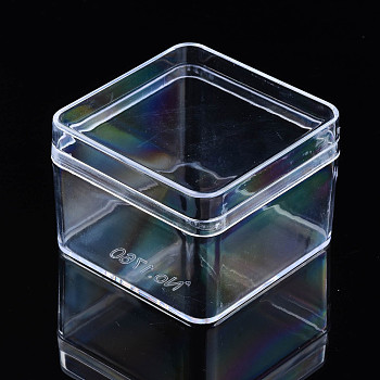 Polystyrene Plastic Bead Storage Containers, Square, Clear, 7x7x5cm