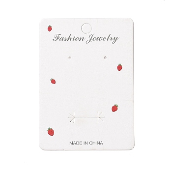 Rectangle Strawberry Earring Display Cards, White, 8x5.7x0.04cm, Hole: 2mm