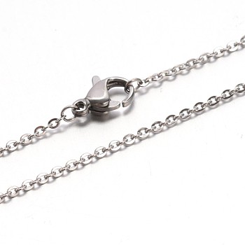 Cable de cadena de collares 304 acero inoxidable, con cierre de pinza, color acero inoxidable, 17.7 pulgada (45 cm), anillo de salto: 4x0.5 mm