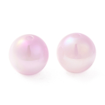 Iridescent Opaque Resin Beads, Candy Beads, Round, Thistle, 12x11.5mm, Hole: 2mm
