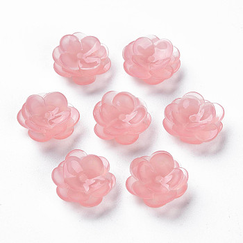 Plastic Beads, Flower, Light Coral, 13x13x5.5~6.5mm, Hole: 1~1.4mm