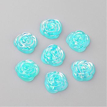 Acrylic Cabochons, AB Color Plated, Rose, Deep Sky Blue, 15x14x5mm
