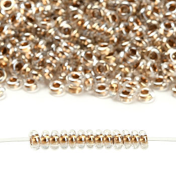 TOHO 6/0 Demi Round Beads, Japanese Seed Beads, (989) Gilt Lined Crystal, 4x1.9mm, Hole: 1.5mm, about 13500pcs/pound(450g)