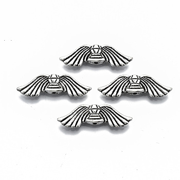 Tibetan Style Alloy Beads, Wing, Cadmium Free & Lead Free, Antique Silver, 10x31x3.5mm, Hole: 1.6mm, about 510pcs/1000g