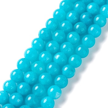 Natural White Jade Imitation Amazonite Beads Strands, Round, Dyed, 8mm, Hole: 1mm, about 48pcs/strand, 15.16 inch(38.5cm)