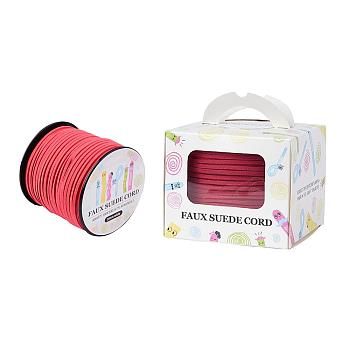 Faux Suede Cord, Faux Suede Lace, Paper Box Packing, Light Coral, 3.0x1.4mm, about 98.43yards/roll(90m/roll)