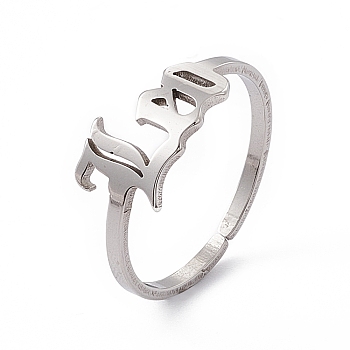 304 Stainless Steel Constellation Open Cuff Ring for Women, Leo, Inner Diameter: 18mm