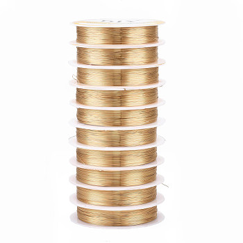 Round Copper Jewelry Wire, Long-Lasting Plated, Light Gold, 28 Gauge, 0.3mm, about 51.18 Feet(15.6m)/roll