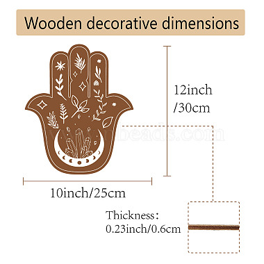 クリエイティブな天然木製壁掛け装飾(AJEW-WH0331-002)-2