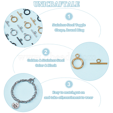 24Pcs 3 Colors 304 Stainless Steel Toggle Clasps(STAS-UN0050-82)-5