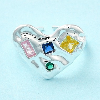 Colorful Cubic Zirconia Open Cuff Ring(RJEW-P040-01A-S)-3