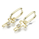 Brass Micro Pave Clear Cubic Zirconia Dangle Huggie Hoop Earrings(EJEW-S201-219-NF)-3