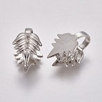Platinum Plated Brass Ice Pick Pinch Bails, Nickel Free, about 11mm wide, 17mm long, 10mm thick(X-KK173-NF)