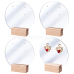 4 Bags Round Acrylic Couple Earring Display Stands, with Wood Base, Silver, 8.7x9x0.3cm(EDIS-SC0001-17A)