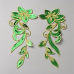 Cotton Embroidery Iron on Clothing Patches, Glitter Sequin Leaf Appliques, Green, 275x155x1mm(DIY-WH0430-422)