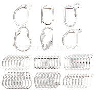 ARRICRAFT 48Pcs 6 Styles Brass Leverback Earring Findings, with Horizontal Loop, Silver, 13~16.5x8~11x1.5~6mm, Hole: 1.4~1.8mm, Pin: 0.7~0.8mm, 8Pcs/style(KK-AR0003-59S)