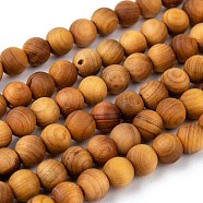 Natural Wood Beads Strand, Round, 6mm, Hole: 1mm, about 66pcs/strand, 15.5 inch(39.5cm)(WOOD-F006-01-6mm)