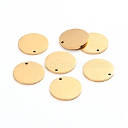 Ion Plating(IP) 304 Stainless Steel Charms, Polished, Stamping Blank Tag, Laser Cut, Flat Round, Golden, 15x1mm, Hole: 1.2mm(STAS-I141-03C-G)