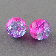 Spray Painted Crackle Glass Beads Strands, Round, Magenta, 4mm, Hole: 1.1~1.3mm, about 200pcs/strand, 31.4 inch(X-CCG-Q002-4mm-09)