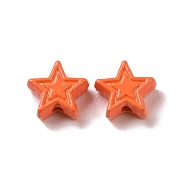 Spray Painted Alloy Beads, Star, Orange, 7x7.5x3.2mm, Hole: 1.2mm(PALLOY-K001-02I)