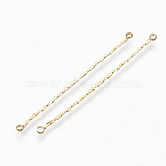 Brass Coreana Chain Links connectors, Real 18K Gold Plated, 50x2.5x1mm, Hole: 1.5mm(KK-S348-333)