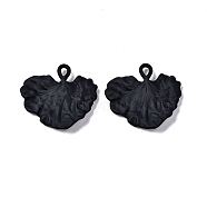 Spray Painted Alloy Pendants, Cadmium Free & Lead Free, Gingko Leaf, Black, 27.5x29.5x3.5mm, Hole: 2mm(PALLOY-T077-118A-RS)