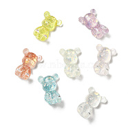 Transparent Resin Cabochons, 3D Glitter Bear, Mixed Color, 28x19x11mm(X-CRES-M014-15)