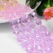 Faceted Polyhedron Imitation Austrian Crystal Bead Strands, Grade AAA, Pearl Pink, 11x8mm, Hole: 0.9~1mm, about 37pcs/strand, 15.7 inch(G-M190-11x8mm-03A)